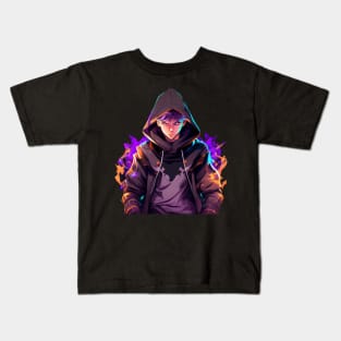 Hooded anime wizard Kids T-Shirt